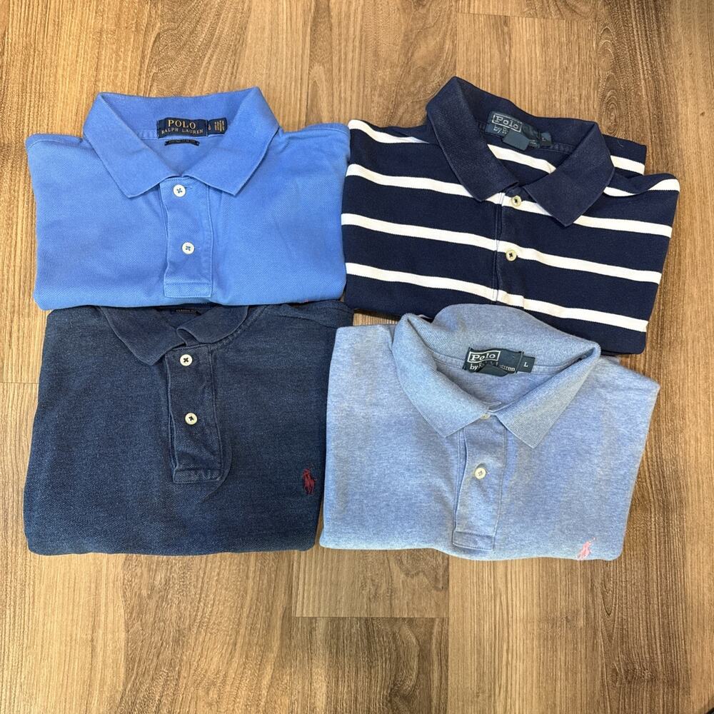 Lot of 4 Polo Ralph Lauren Short Sleeve Polo Shirts Size Large Classic Slim Fit